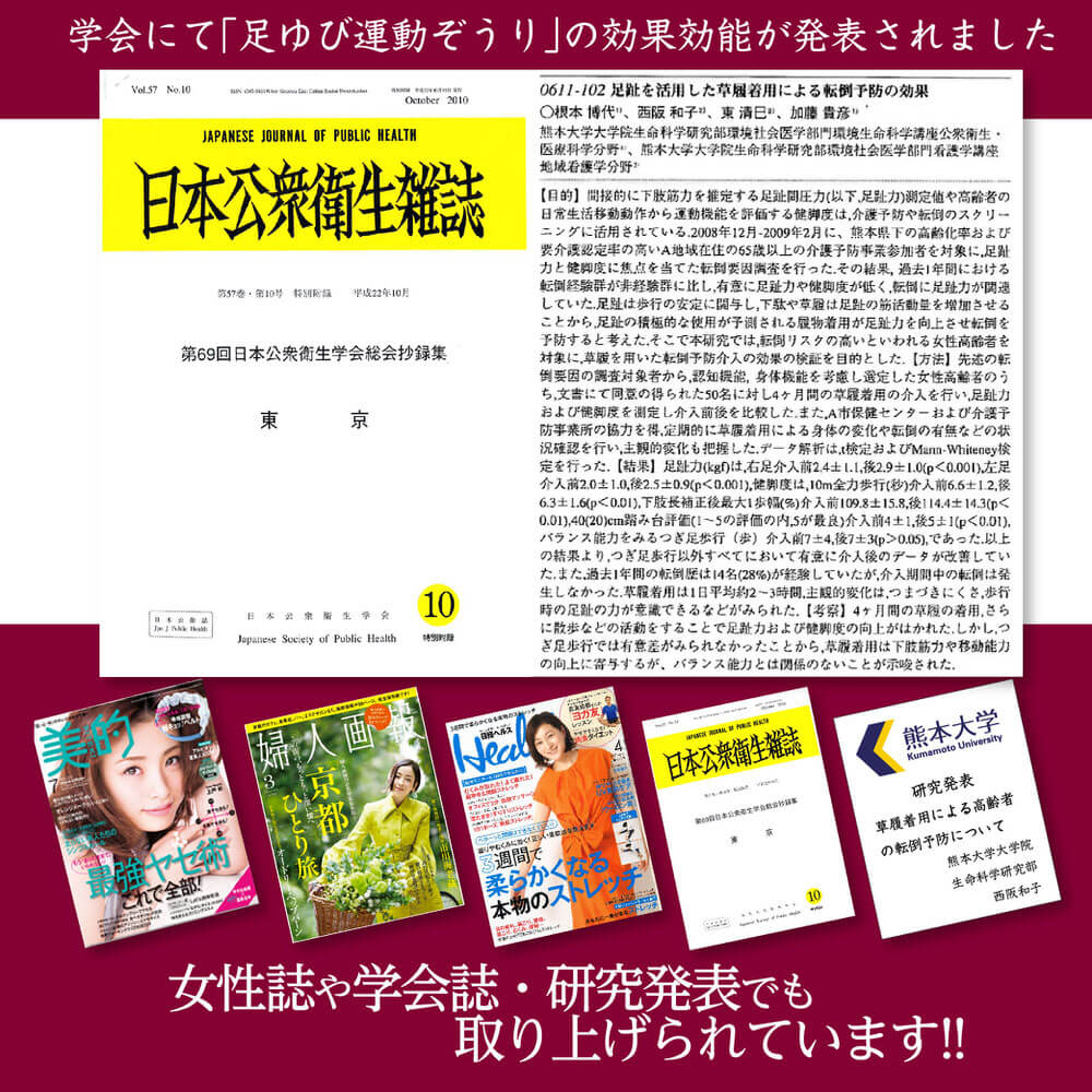 足ゆび運動ぞうり 八代産い草モデル +プラス 学会にて｢足ゆび運動ぞうり｣の効果効能が発表されました